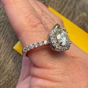 Moissanite 1 Ct Size 6 Silver Ring GRA COA